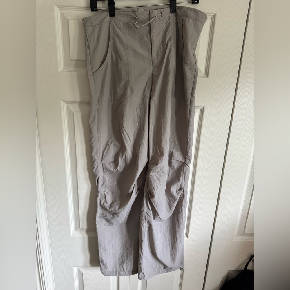 Drawstring Gray Cargo Parachute Pants